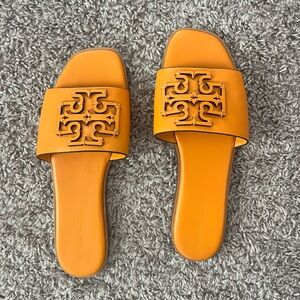 Tory Burch Logo Ines Orange Slide Sandals W7